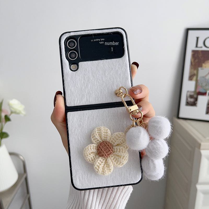 Samsung Galaxy Z Flip 3/4 норковый плюшевый подсолнух подвеска складной экран защитный чехол