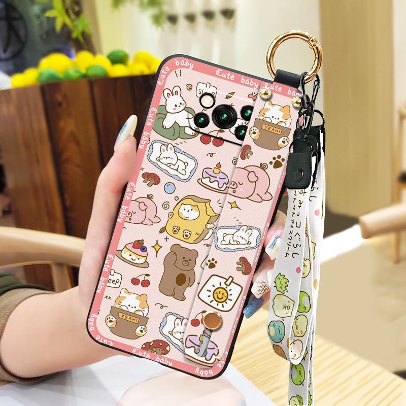 Dirt-resistant Wrist Strap Phone Case For Xiaomi Poco X3 NFC/X3 Pro Durable Cartoon Shockproof Waterproof Protective