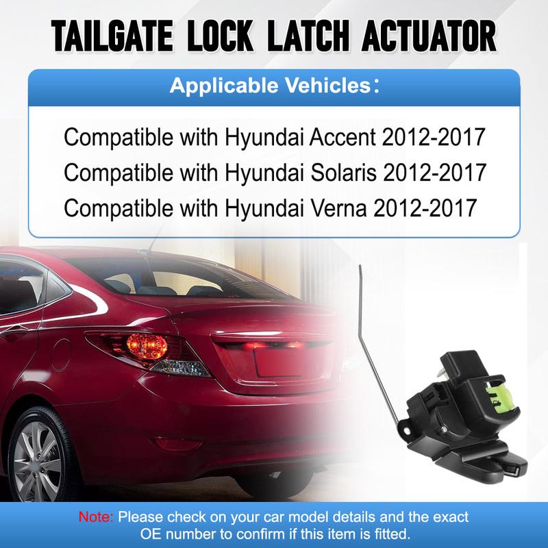 Car Rear Tailgate Trunk Latch Actuator Lock for Hyundai Accent Solaris Verna 2012 2013 2014 2015 2016 2017 81230-1R010 3 P