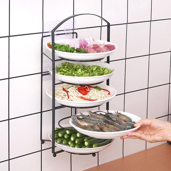 Dish Storage Rack Multi-Layer Design Large Capacity Rustproof Corrosion Resistant Kitchen Countertop Storage Holder Food Preparation Rack