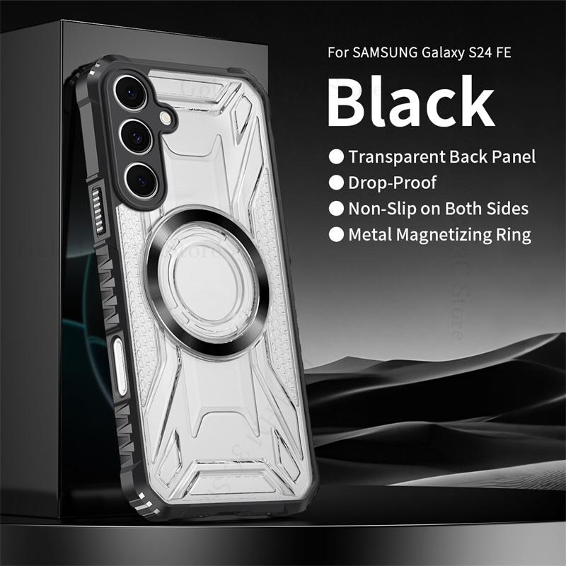Военный гибридный бронированный чехол для телефона для Samsung S25 Edge S24 FE S23 Ultra Для Magsafe Прозрачная жесткая накладка для Galaxy A16 A06 A36