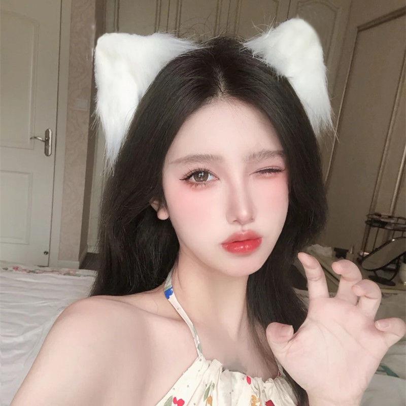 Милая японская плюшевая повязка на голову с ушками кошки и лисы для ролевых игр