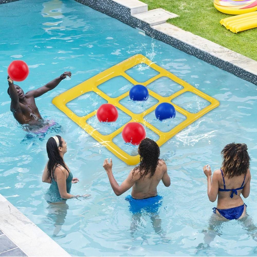 with Inflator Pump Inflatable Pool Toy Set Portable Inflatable Water Toss Game 2-10 Players