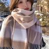 Vintage Plaid 100 Wool Plaid Scarf Female Couple Autumn and Winter Warm Maillard Scarf