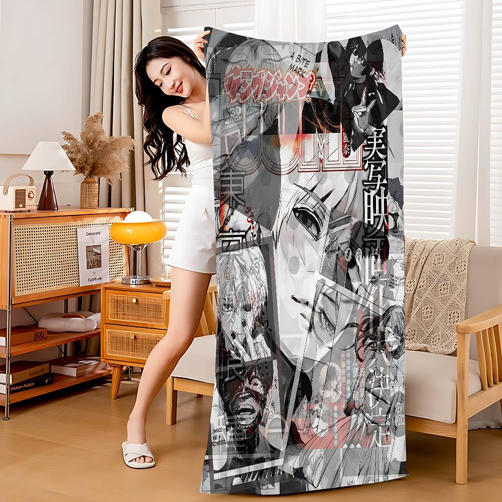 Anime Tokyo Ghoul Microfiber Blanket Quick Drying Beach Towels Oversized Printing Super Absorbent Pool Towel Blanket