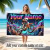 Fantasy Magic Theme Quick Dry Beach Towel Custom Name Text Print Large Sand Resistant Towel Beach Vacation