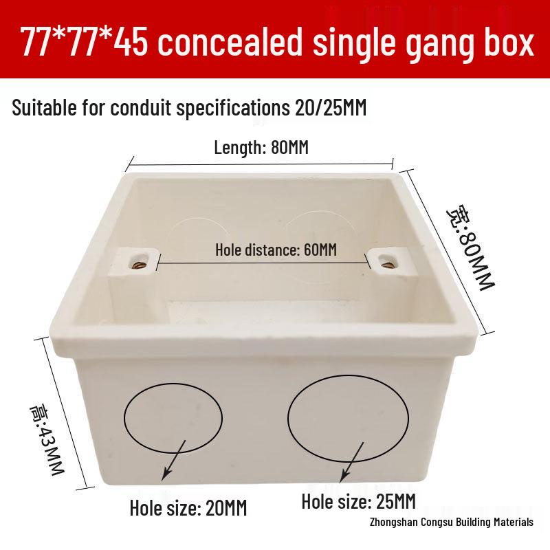 PVC Concealed 86 Type Switch Socket Junction Box for Home Decoration Wiring