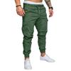 Men Cargo Pants Ankle-banded Thin Multi Pockets Drawstring Elastic Waist Solid Color Gym Traning Sweatpants Long Outdoor Trousers