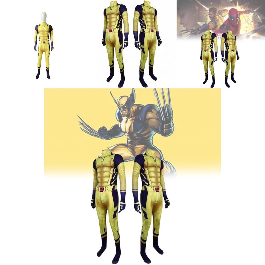 Костюм-комбинезон для косплея Росомахи для детей из ткани спандекс Хэллоуинский костюм