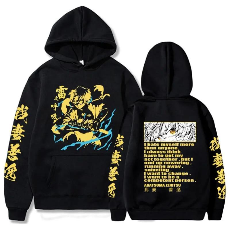 Japanese Animation Kamado Nezuko Rengoku Kyoujurou Hoodies Harajuku Akaza Agatsuma Zenitsu Streetswear Tops Sweatshirt