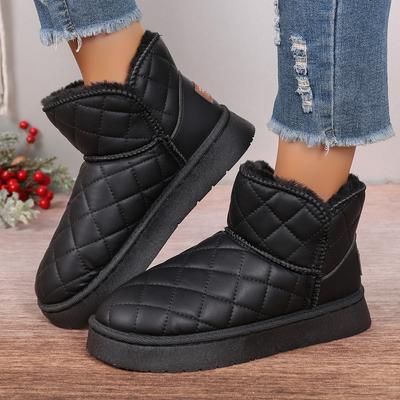 Женские зимние ботинки, теплые, плюшевые, без застежек, однотонные, с круглым носком, модные женские ботильоны, женская зимняя удобная обувь, размер 36-41