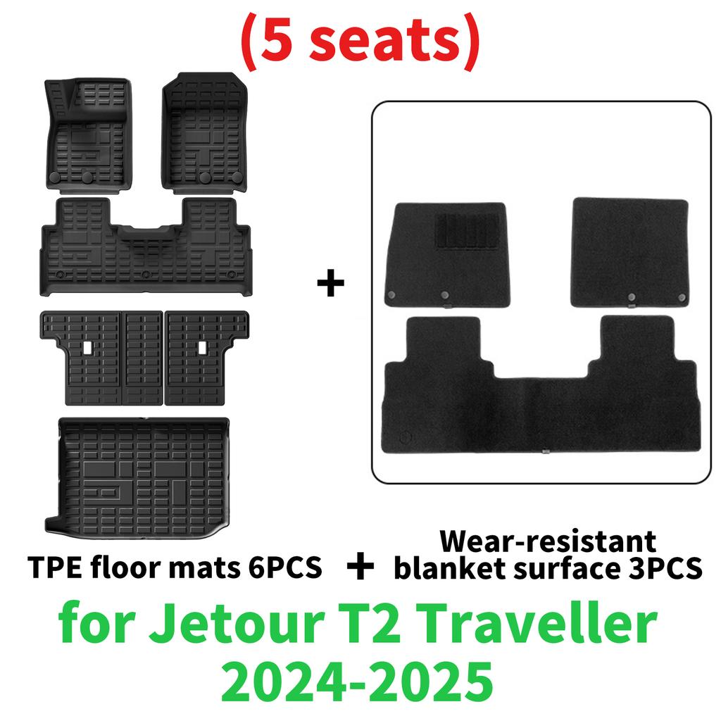 Для Jetour T2 Traveller 2025 2025 Индивидуальные ТПЭ коврики в салон Полный комплект Экологичные Водонепроницаемые Всепогодные вкладыши в салон Аксессуары
