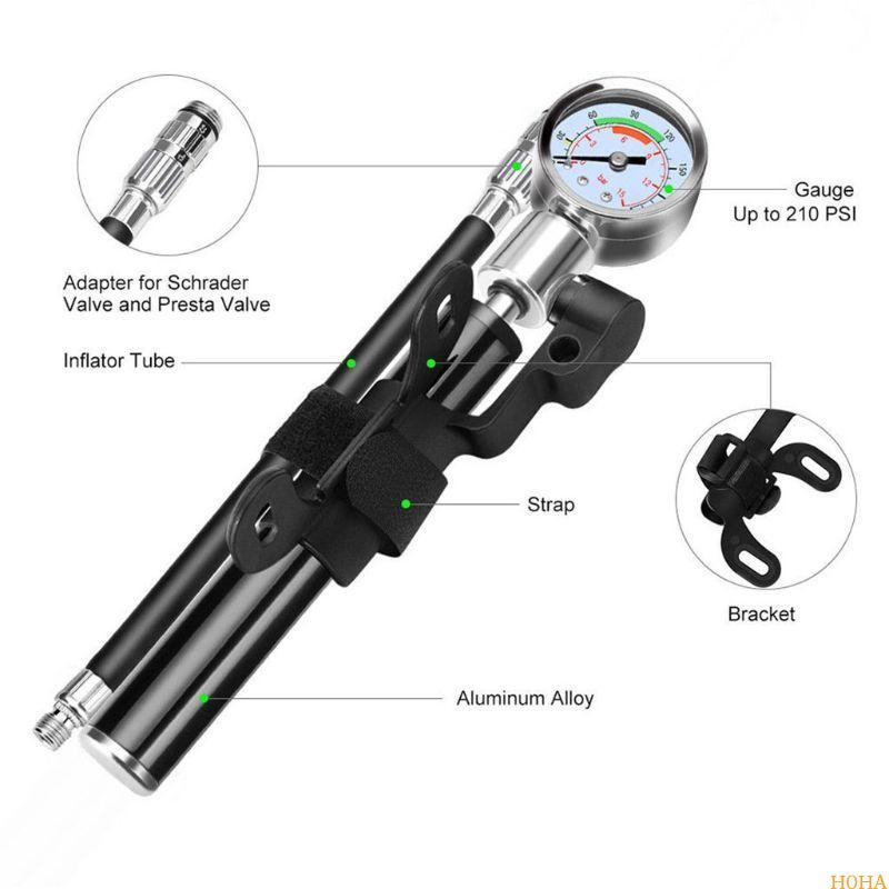 N0HA Bike Pump Mini Portable Foot Pump with Pressure Gauge Pump