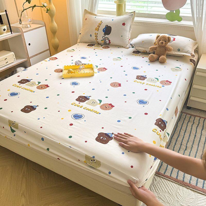 Простыня Ins в корейском стиле с фиолетовым цветочным узором, покрывало из стираного хлопка, защитный чехол для матраса от пыли, противоскользящая кровать