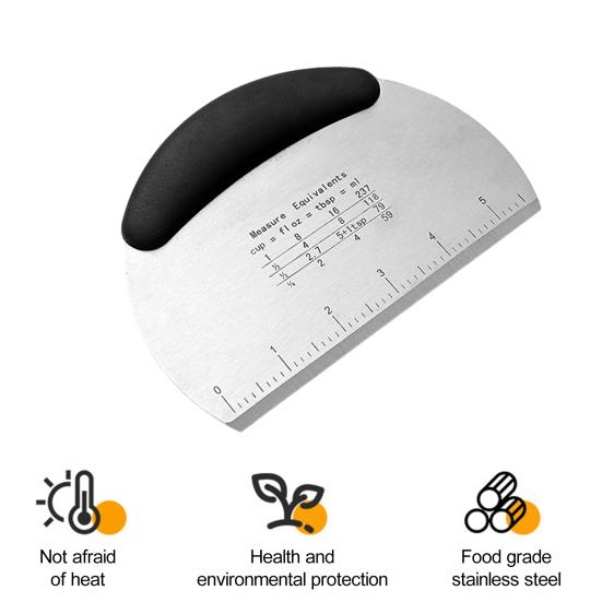Резак для теста, настольный скребок из нержавеющей стали, конструкция с двойной шкалой, нескользящая ручка, инструмент для резки теста для дома