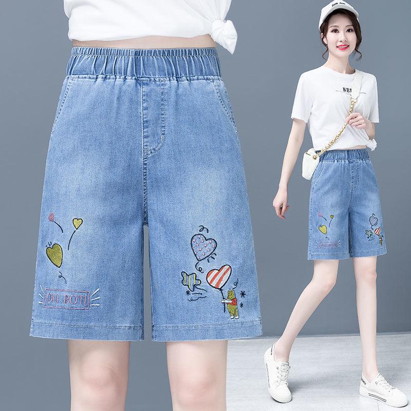 Женские летние тонкие широкие джинсовые шорты трапециевидного силуэта с высокой талией и широкими штанинами