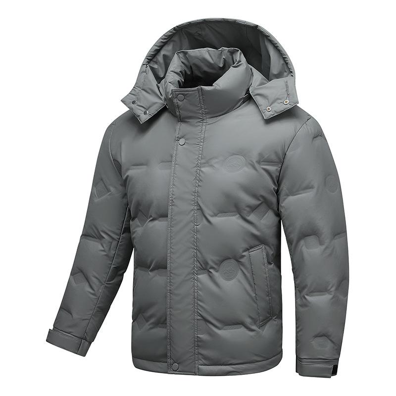 White Duck Down Stand Up Collar Down Jacket, Thickened Warm and Cold Resistant Casual Hooded Down Jacket for Men