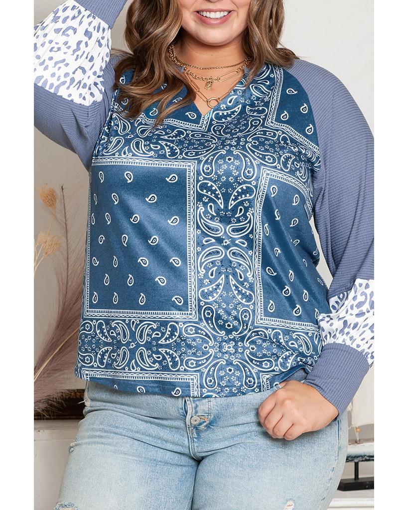 Azura Exchange Топ с разрезом на шее и леопардовым узором в стиле пэчворк