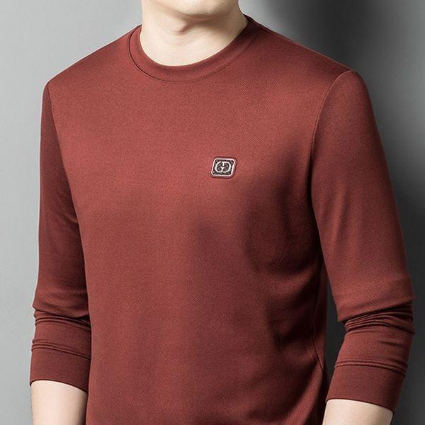 Мужские толстовки с длинными рукавами, новые цветные топы с круглым вырезом, осенние и зимние рубашки, деловая мужская одежда