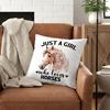 Just a Girl Who Loves Horses Pillow Covers 18x18, Horse Stuff Farmhouse Girls Room Decor, Pink Horse Floral Decorative Pillow Covers for Couch,