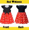 [Sai Sai] Minnie Mouse Dress, Polka Dot Print, Princess Style, Cute [Polka Dot Ribbon Dress], Stylish Minnie Mouse Dress, Kids' Clothing, Includes