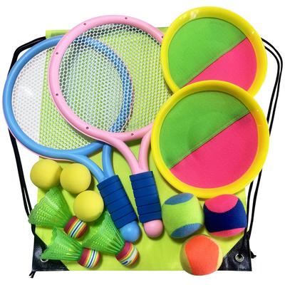 Mylifit Игровой набор для улицы, 13 предметов, 3 вида (Бадминтон, Мини-теннис, Липкий мяч), с сумкой для хранения, Игрушка для бадминтона, Мини-ракетка, Для детей от 6 лет,