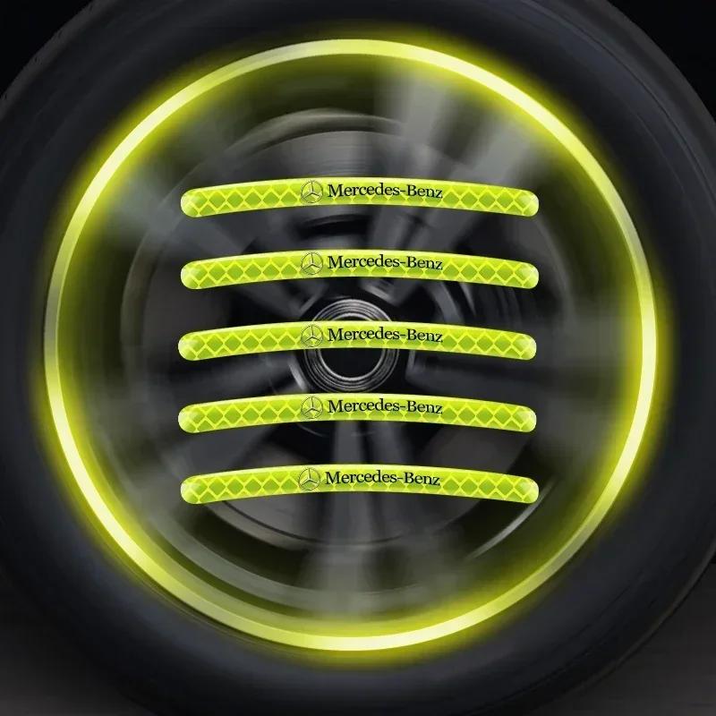 Hot W204 2025 Hot New 20pcs Luminous Car Wheel Hub Stickers High Reflective Stripe Tape For Mercedes Benz B/C/E/S Class A Class