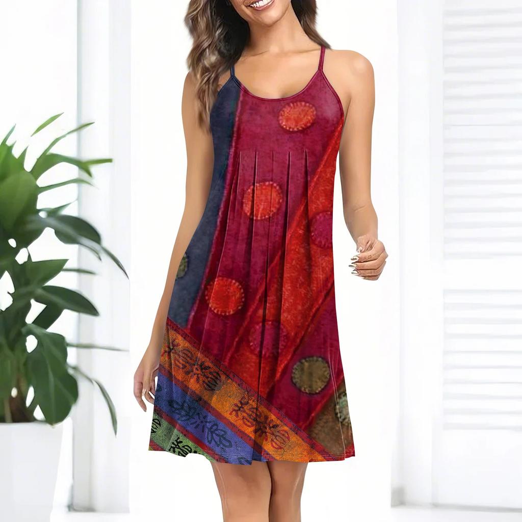 Женское платье-рубашка с принтом без рукавов и бретельками для работы и сна