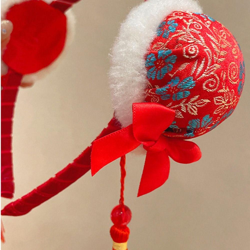 Tang Suit Hair Hoop Chinese New Year Headwear Fuwa Red Hairband Simple Hanfu Hair Sticks Girls