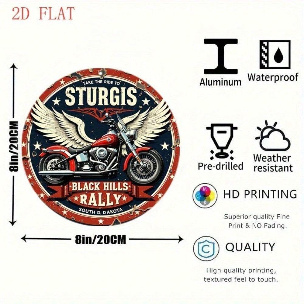 Винтажная металлическая вывеска Sturgis Motorcycle для декора стены гаража, 8x8, круглая