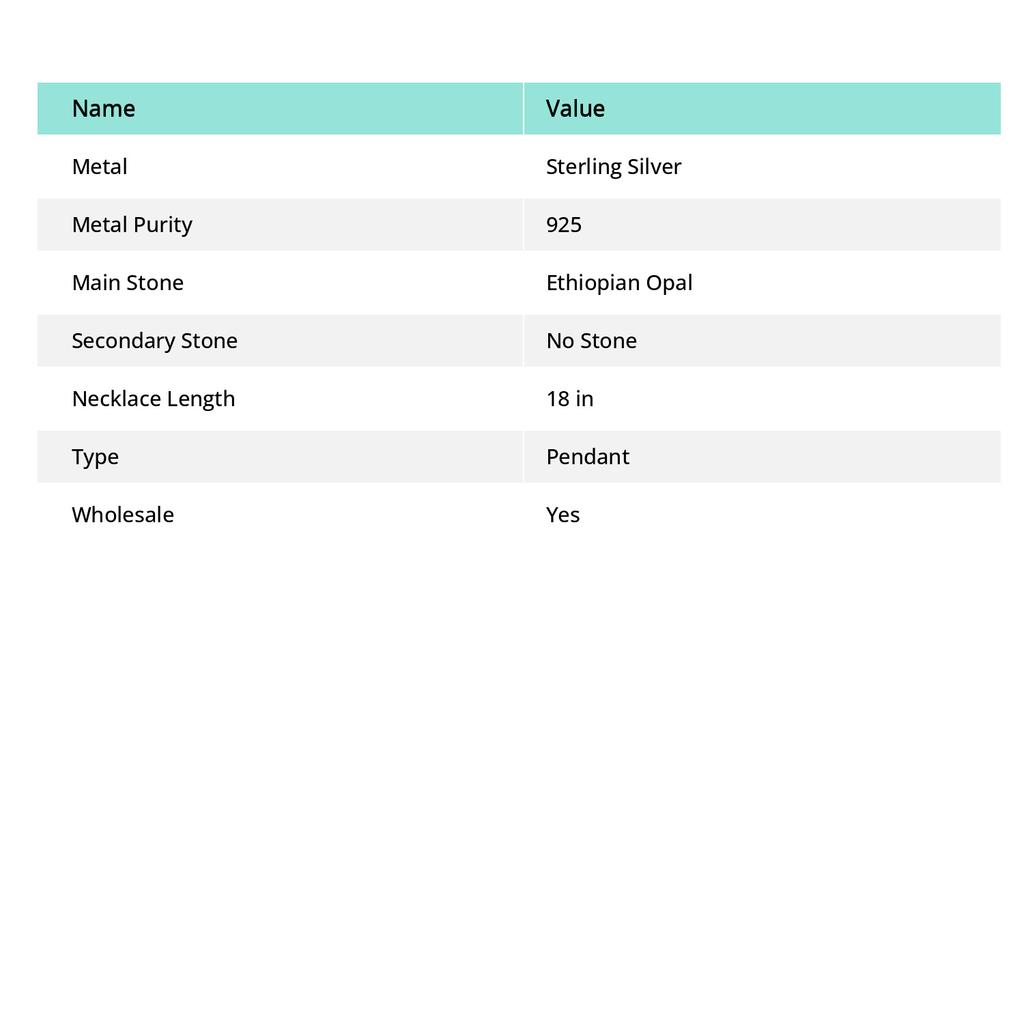 Ювелирный кулон из натурального эфиопского опала 925 пробы из серебра 2,96 дюйма G2W35