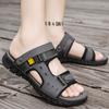 Модные летние сандалии для мужчин, повседневные уличные тапочки с кожаным верхом, нескользящие дышащие римские туфли, пляжные тапочки для мужчин
