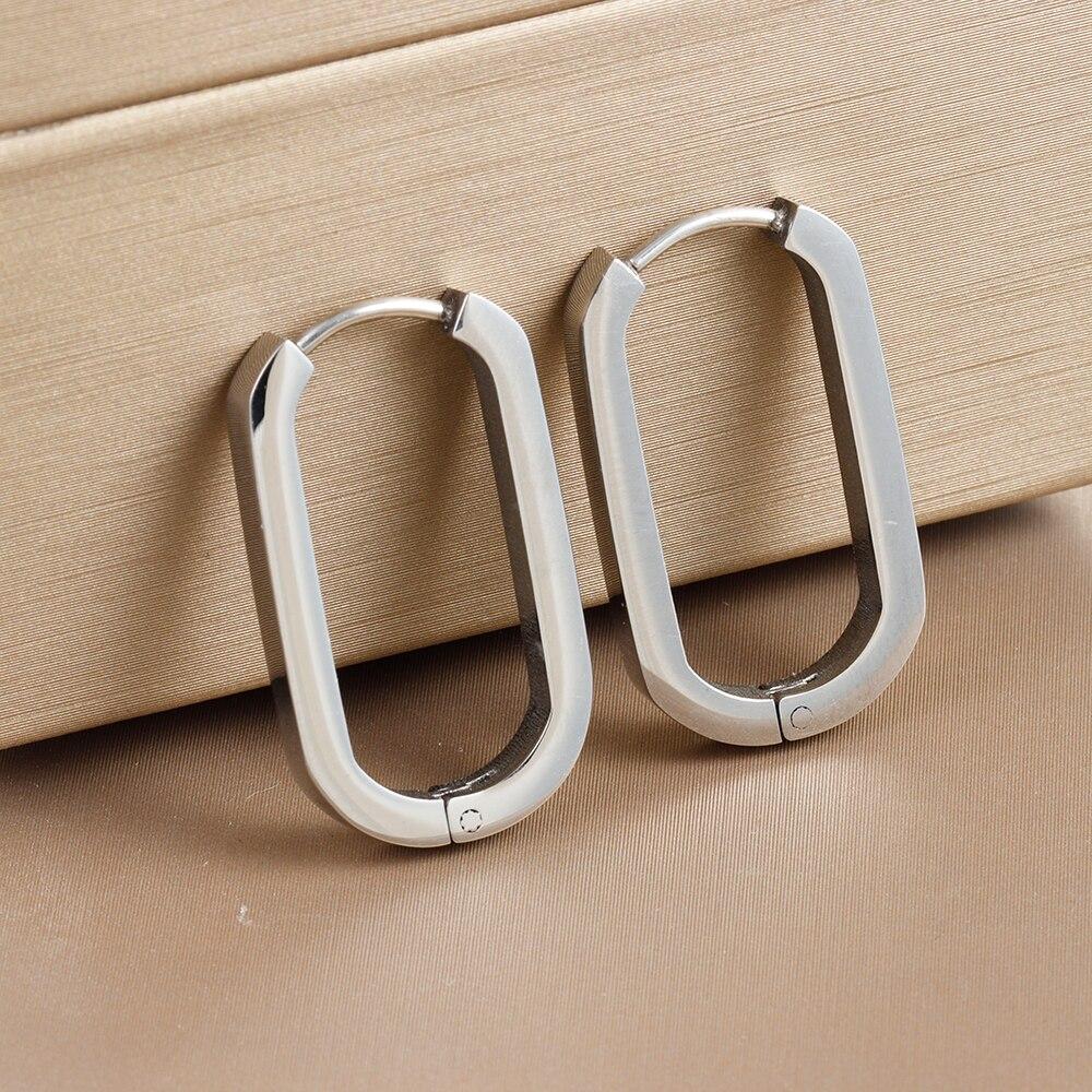 Retro Stainless Steel Mirror Surface Geometric Earrings For Women French Round Metallic Pin Female Earrings Hook Punk Jewelry