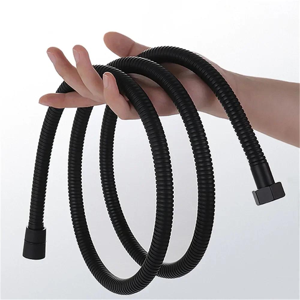 Black/silver Extendable Garden Hose SUS 304 Flexible Shower Long Bathroom Pipe Extension Water Pull Accessories Hoses Pipes Home