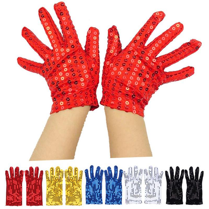 1 Pair Child Sequin Show Jazz Gloves Dance Glitter Rave Costume Party Halloween Dance