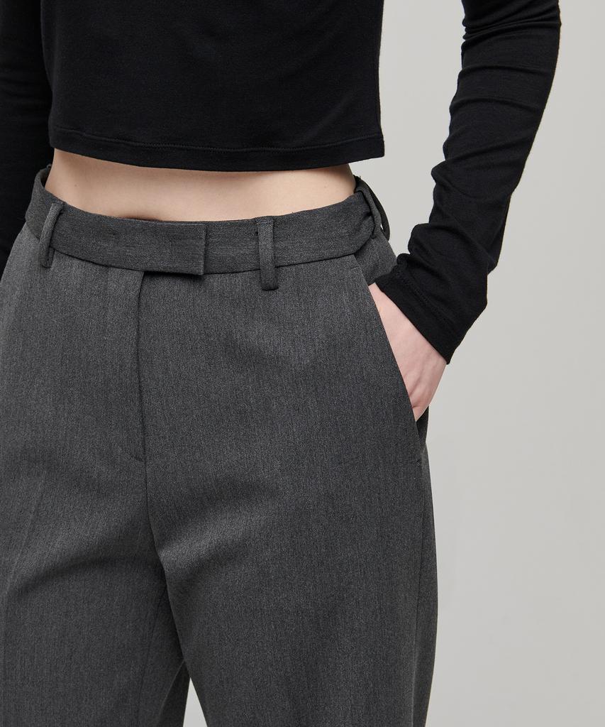 MUSINSA STANDARD WOMAN Женские прямые брюки из плотного флиса с скрытой эластичной талией [Средне-серый]