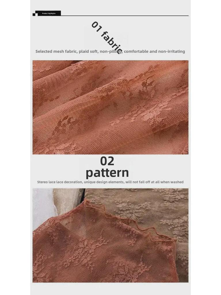 Блузка из кружевной сетки Four Seasons с полувысоким воротником и длинными рукавами, просвечивающая, в корейском стиле