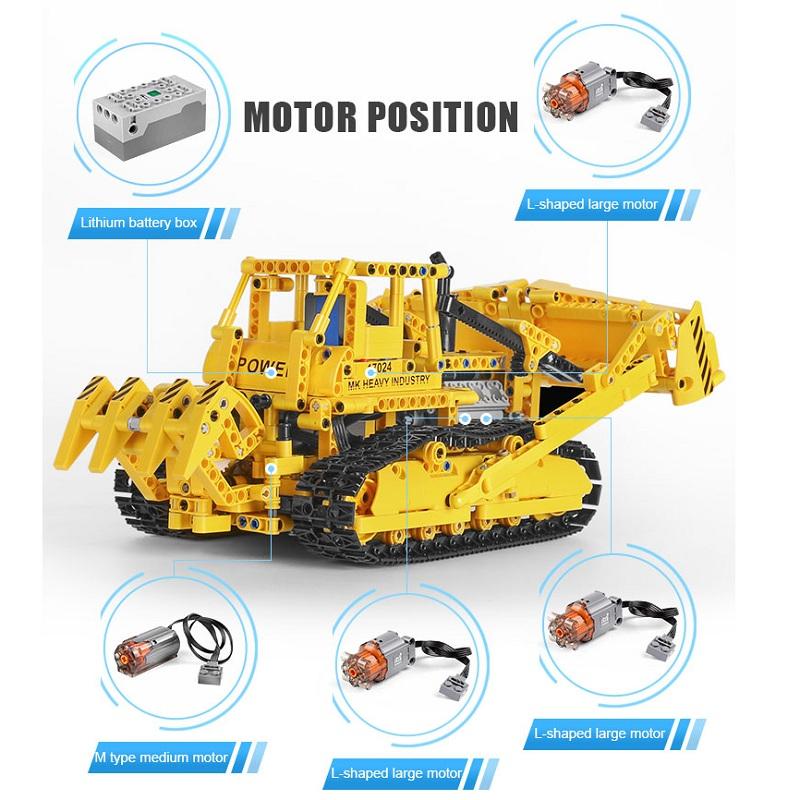 MOLD KING Технический автомобиль APP Бульдозер RC Caterpillar D8K Набор грузовиков Строительные блоки Кирпич Детская игрушка Рождественский подарок