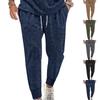 Men's Casual Sports Pants Men's Washed Solid Color Large Size Drawstring Leg Casual Pants