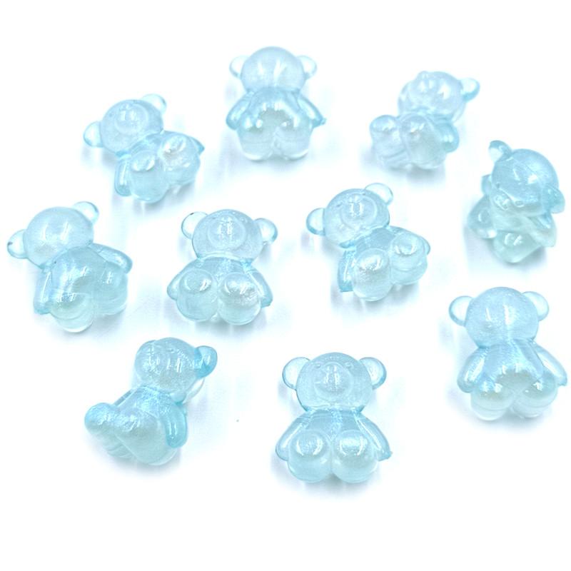 10 шт. модные милые бусины с медведем с горизонтальным отверстием, флуоресцентный цвет, мультяшный кулон, сделай сам, ювелирные аксессуары