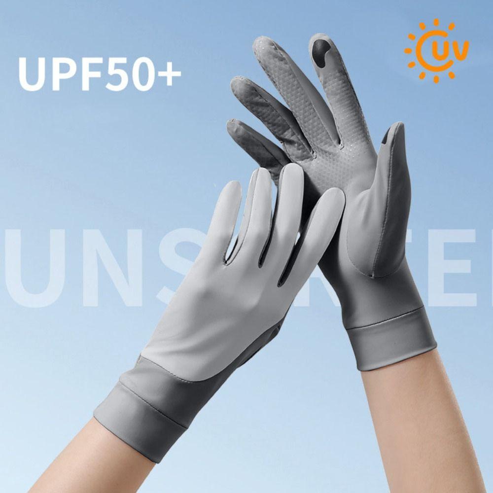 1 Pair Elastic Thin Sunscreen Gloves Ice Silk Cycling Driving Gloves Riding Driving