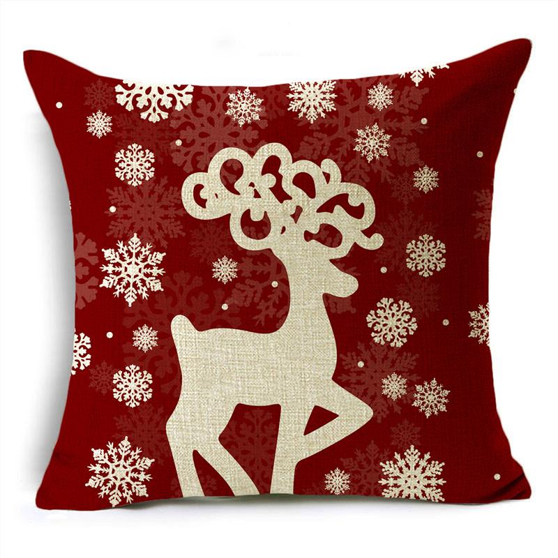 Merry Christmas Throw Pillowcase 40/45/50cm Santa Snowflake Elf Reindeer Red Throw Pillowcase For Sofa Home Decor