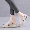 Summer Wedge Shoes for Women Sandals Solid Color Open Toe High Heels Casual Ladies Buckle Strap Fashion Female Sandalias