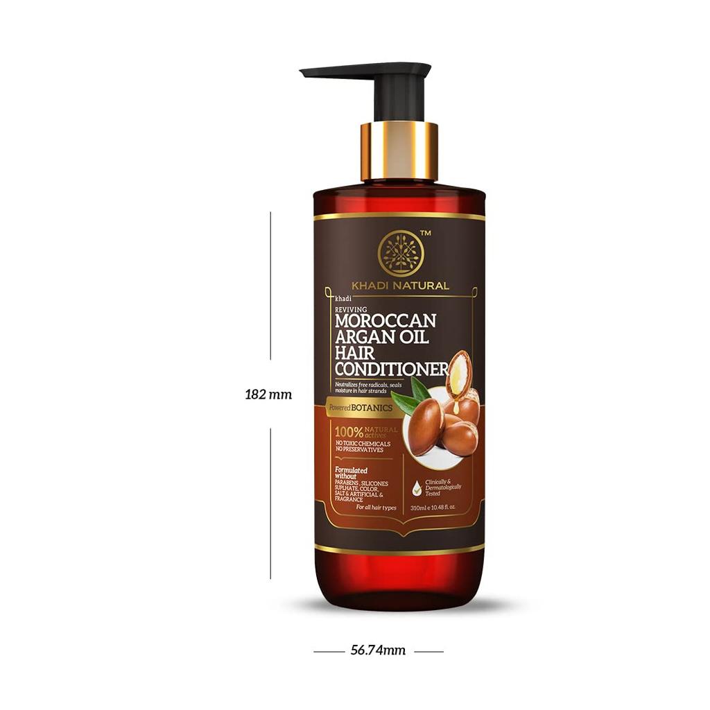 KHADI NATURAL Кондиционер для волос Powered Botanics с марокканским аргановым маслом для гладкости, блеска и контроля над пушистостью. Для всех типов волос. 310 мл
