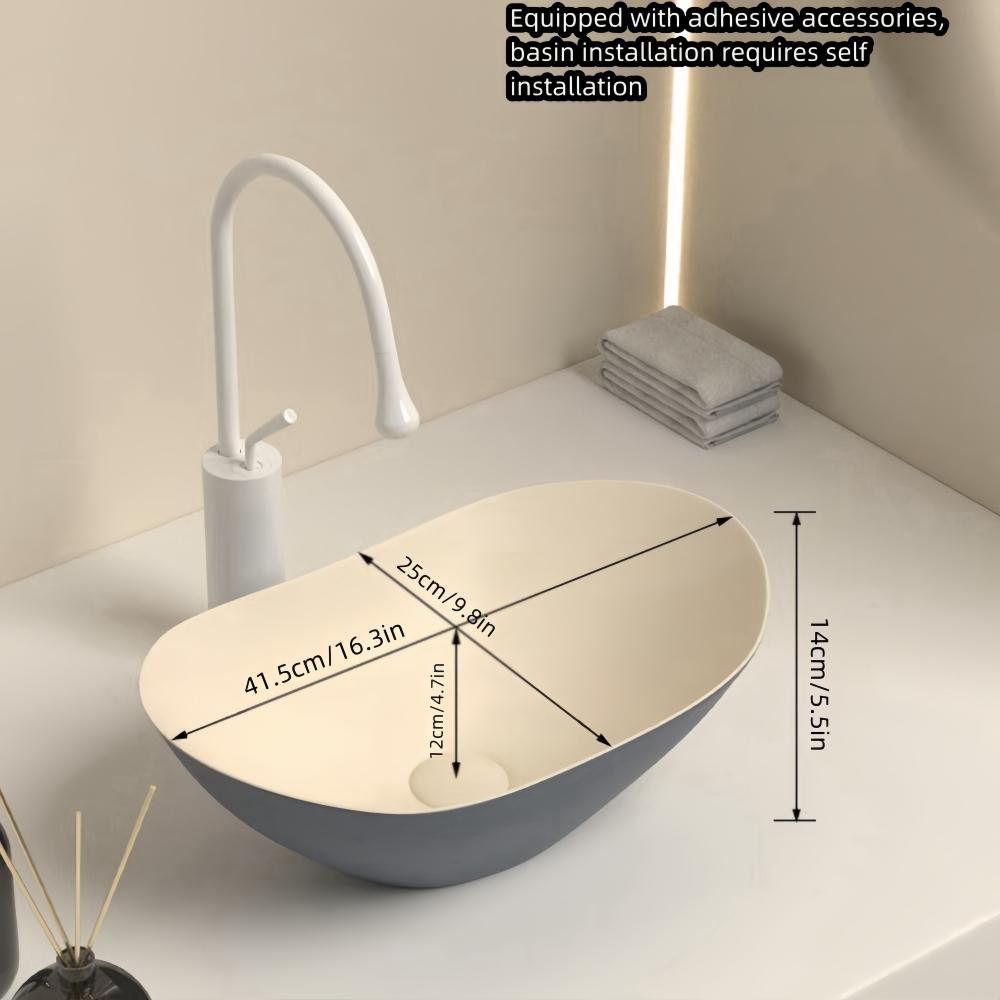 Современная овальная керамическая раковина для ванной комнаты, 16,3"X9,8" - элегантная раковина для ванной комнаты со сливными принадлежностями (Кран в комплект не входит)