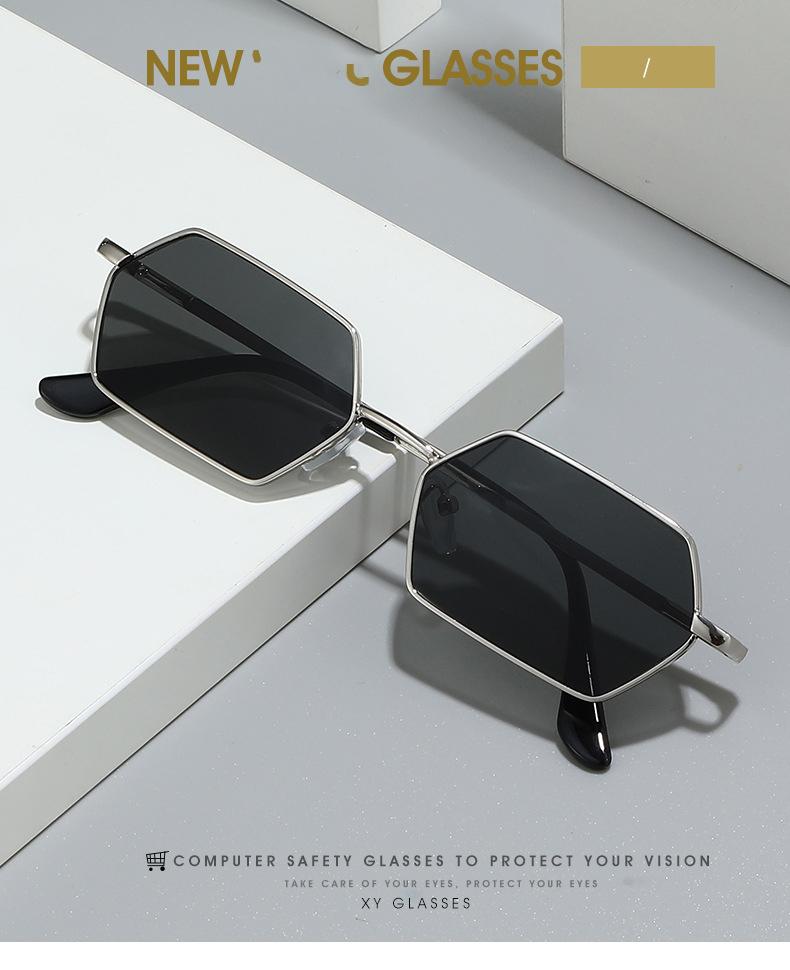 Металлические Солнцезащитные очки Маленькой Оправы Полигональной Формы Для Женщин Модные Ретро Очки Личность Высококлассные Солнцезащитные очки 340