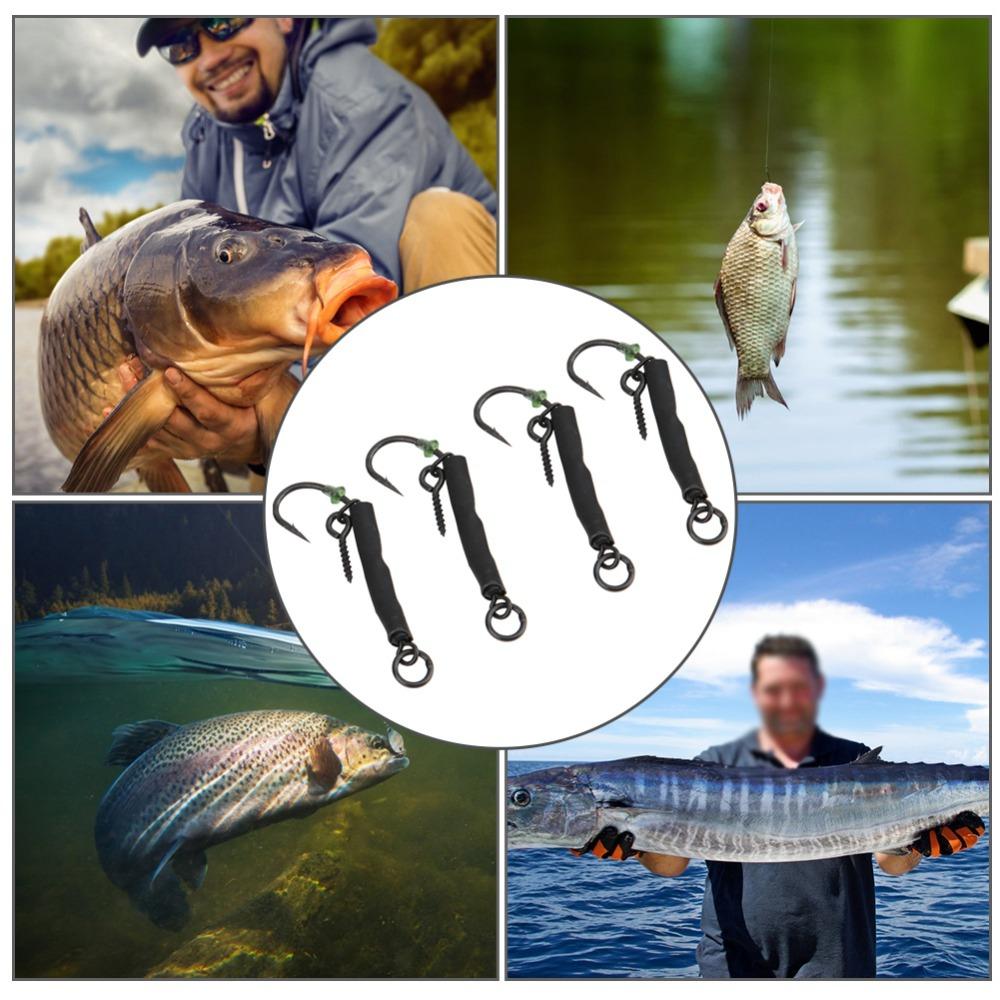 12PCS with Barbed Ronnie Fishing Hook Carbon Steel Fishing Hook Kit Carp Fishing Hook Combi Rig