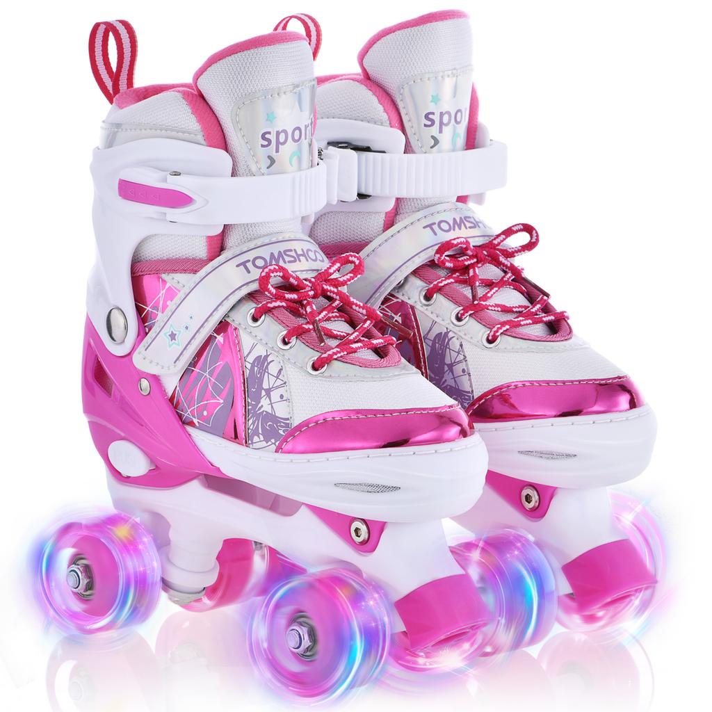 Roller Skates for Kids 4 Size for Children of Different Ages Adjustable Light Up LED Luminous Wheels