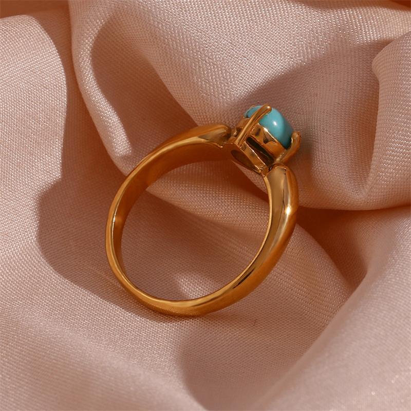 Золотое средневековое кольцо, модное геометрическое простое ретро-лазурит, бирюзовое кольцо с цирконом, винтажное овальное кольцо на удачу