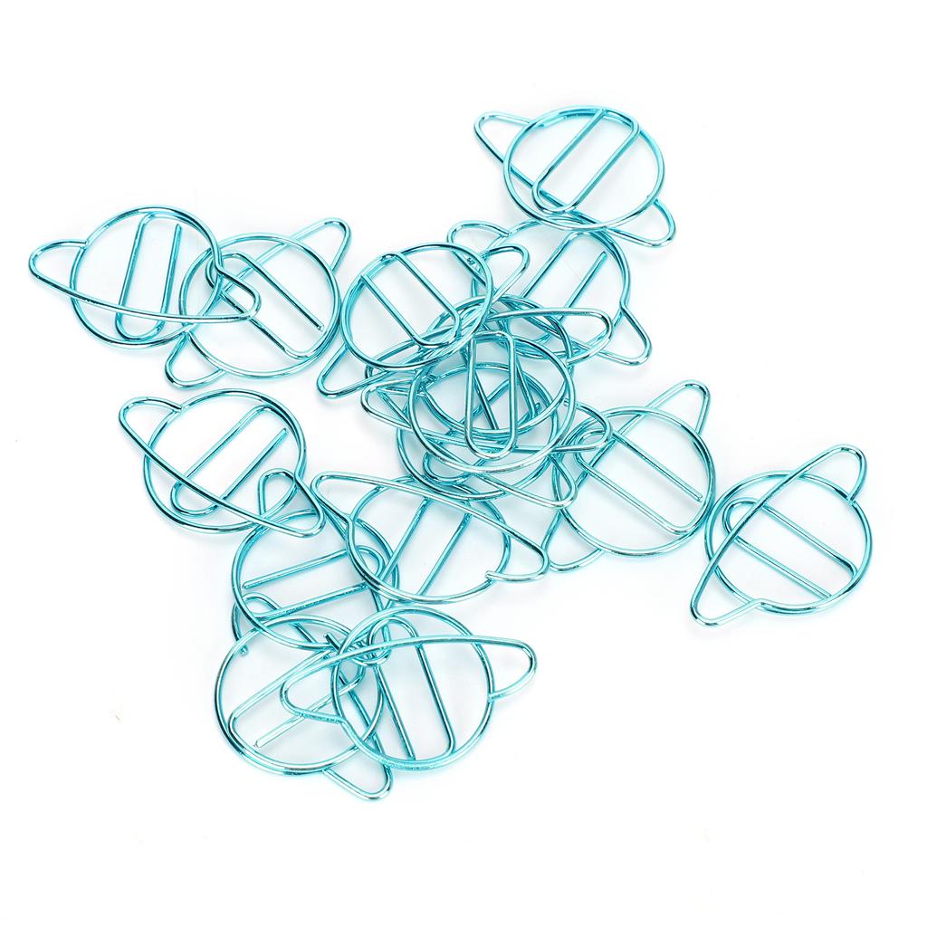 20Pcs School Paperclip NonSlip Bookmark Iron Stationery Clip Craft Decorations Blue